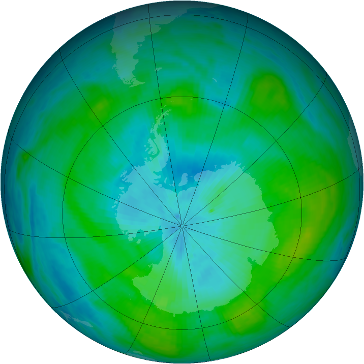 Antarctic ozone map for 25 February 1982